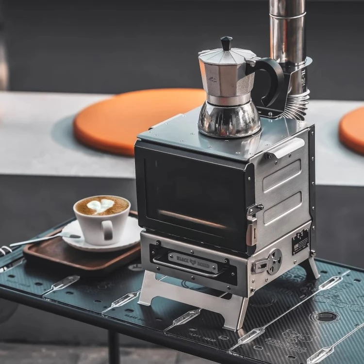 Chimenea mini mesa estufa de leña para acampar estufa de té al aire libre