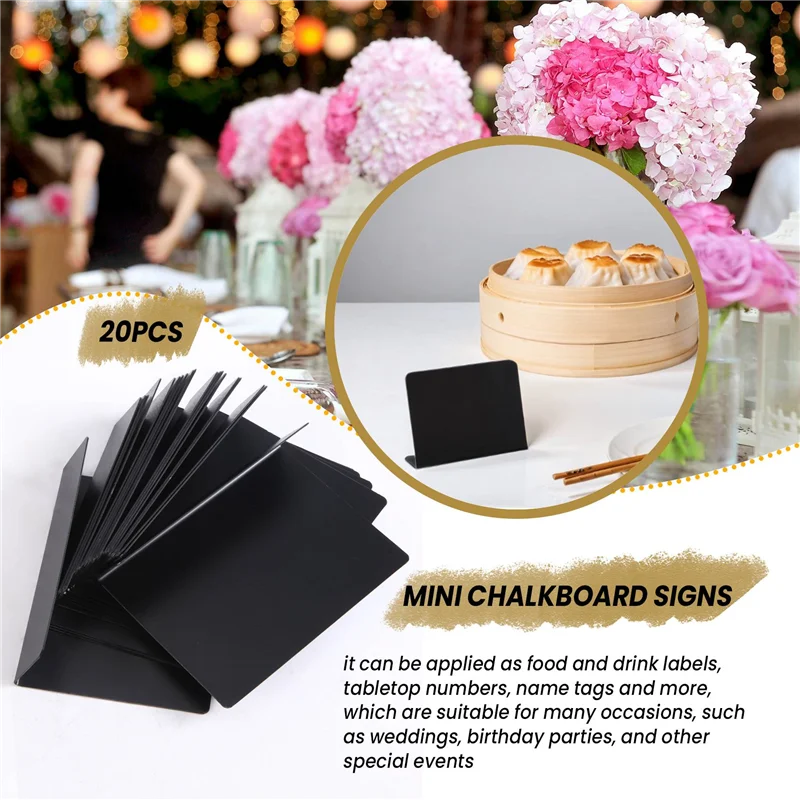 AED6-20Pcs 4 X 3 Inches Mini Chalkboard Table Tent Sign Chalkboard Buffet Tags Food Label For Party Tabletop Chalkboard Signs