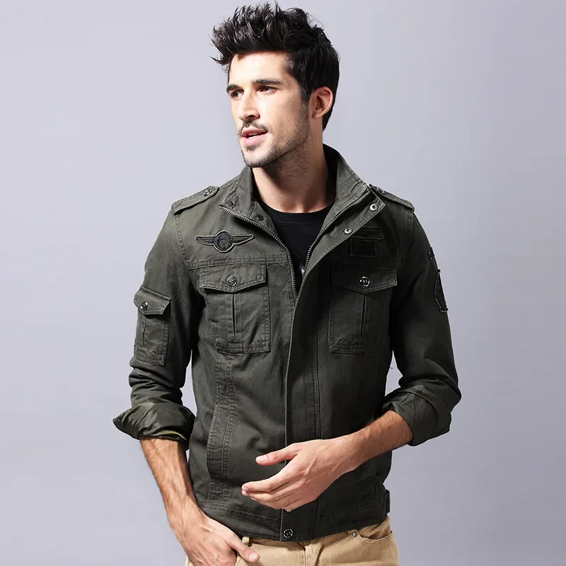 MaiDangDi lavada-Chaqueta de algodón puro para hombre, uniforme militar, ropa de trabajo, chaquetas europeas y americanas para el hogar, Otoño e Invierno