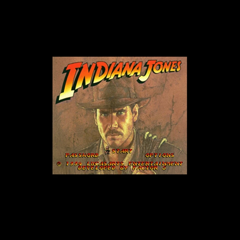 Indiana Jones' Greatest Adventures NTSC 16 Bit Big Gray Game Card For 46Pin USA Game Players