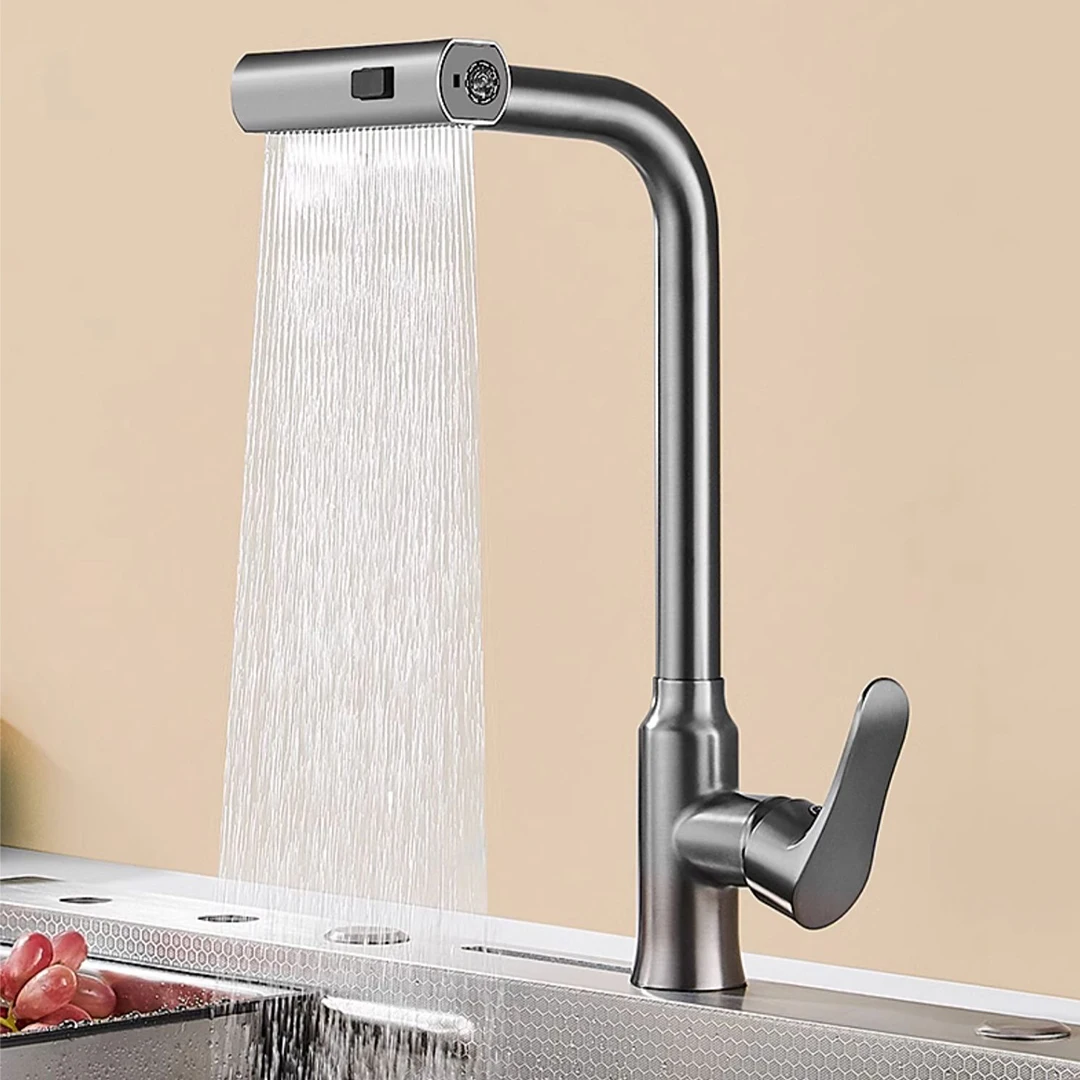 

Top 1 Waterfall Kitchen Faucet Brass Hot and Cold Mixer Rain Pull Out Kitchen Sink Faucet Rotatable Pull Down Spout Kitchen Taps