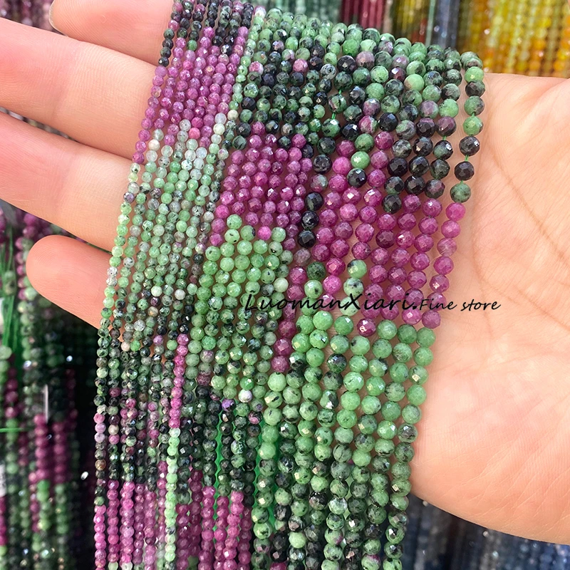 الحجر الطبيعي 2 3 4 مللي متر الأوجه الجولة المرجان الأحمر فضفاض خزر عازل لصنع المجوهرات Diyearrings سوار Charms اكسسوارات 15'' #2