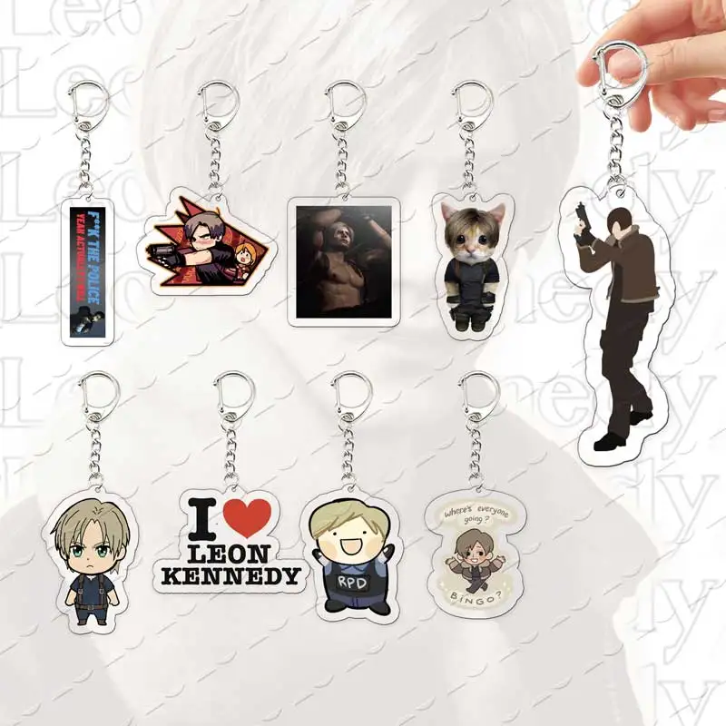 Acrylic Popular Horror Video Game leon Keychain for Accessories Bag Charms KeyRing  leon Pendant Chains Jewelry Fans Gifts