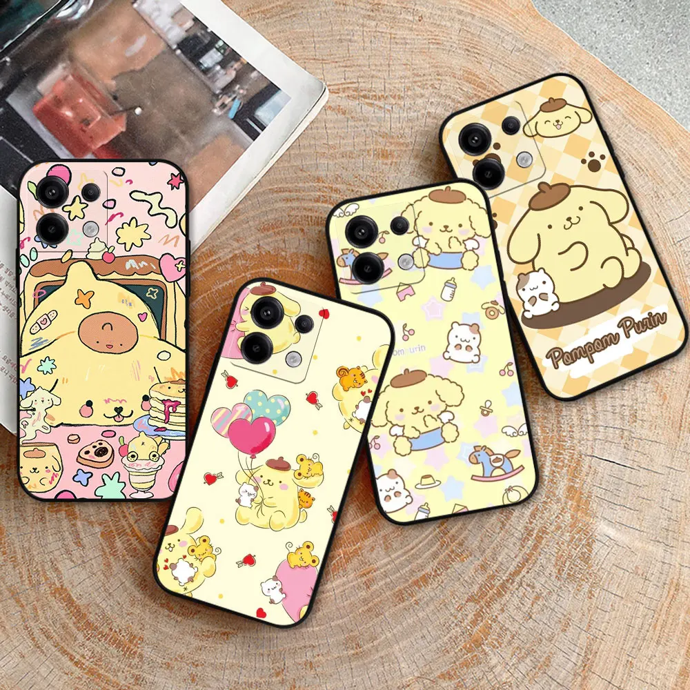 Cartoon PomPom Purin Phone Case For Redmi Note 13 12 12S 12T 11 11S 11T 11E 10 10S 10T 9 9S 9T 8 7 7S 6 5 Pro Plus Max 5G Cover