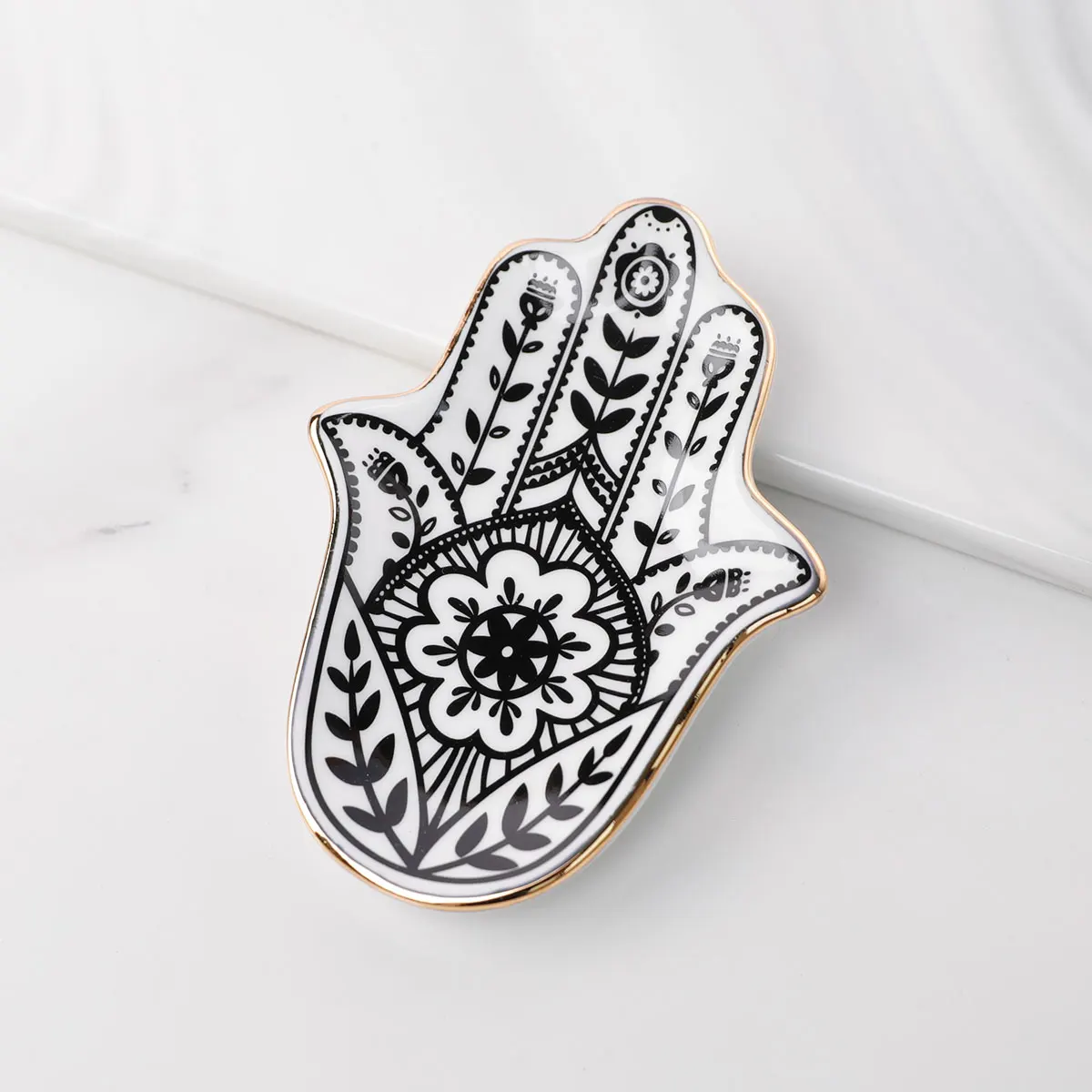 Ceramic Hand Trinket Dish, Small Jewelry Tray, Decorative Plate, Hamsa Hand, Crafts Decoration, Europe - view 4