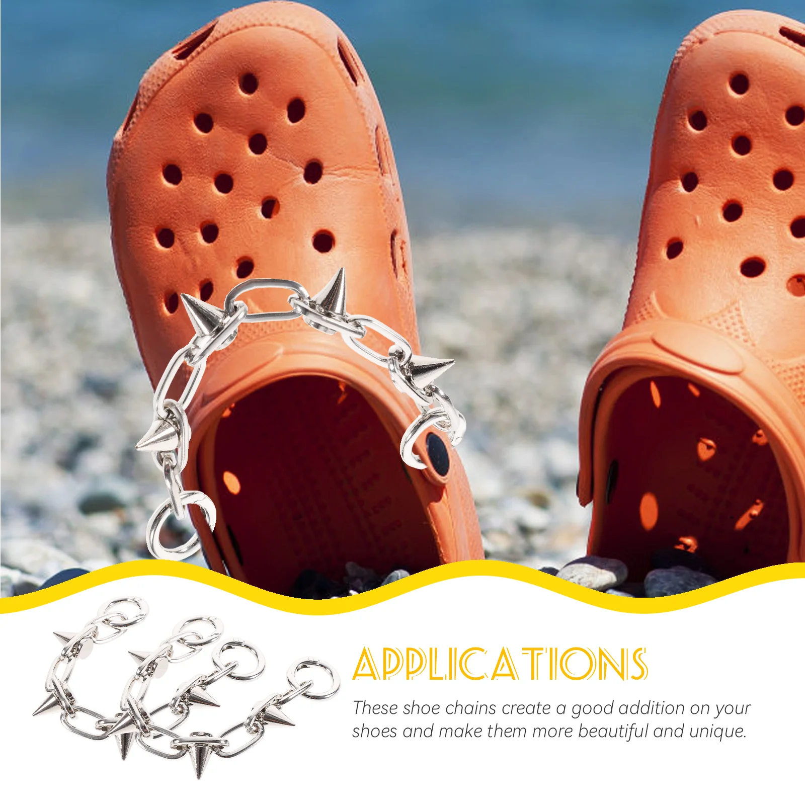 

2Pcs Metal Shoe Chains Alloy Punk Design Durable Lightweight Shoe Decoration Accessories for Boots Sandals Shoes Decoration