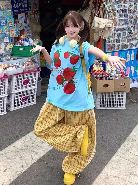 시미타르 팬츠 여성용 빈티지 봄 대나무-면 오버사이즈 카고 스타일 아웃도어 와이드 레그 멀티 포켓 미니멀리즘 Y2K