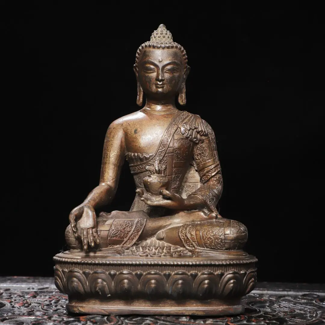 Gold Plated Brass Amitabha Ratnasambhava Medicine Buddha Home Temple Desktop Antique Decor