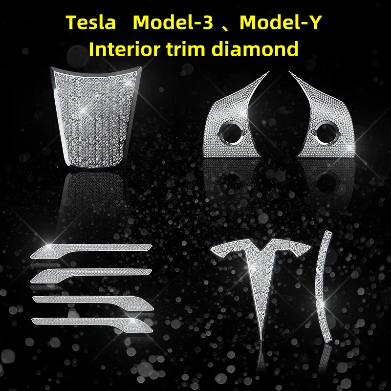 Per Tesla Model 3 Model Y volante Air Vent Windows pannello di controllo decorazione diamante accessori adesivi interni in cristallo