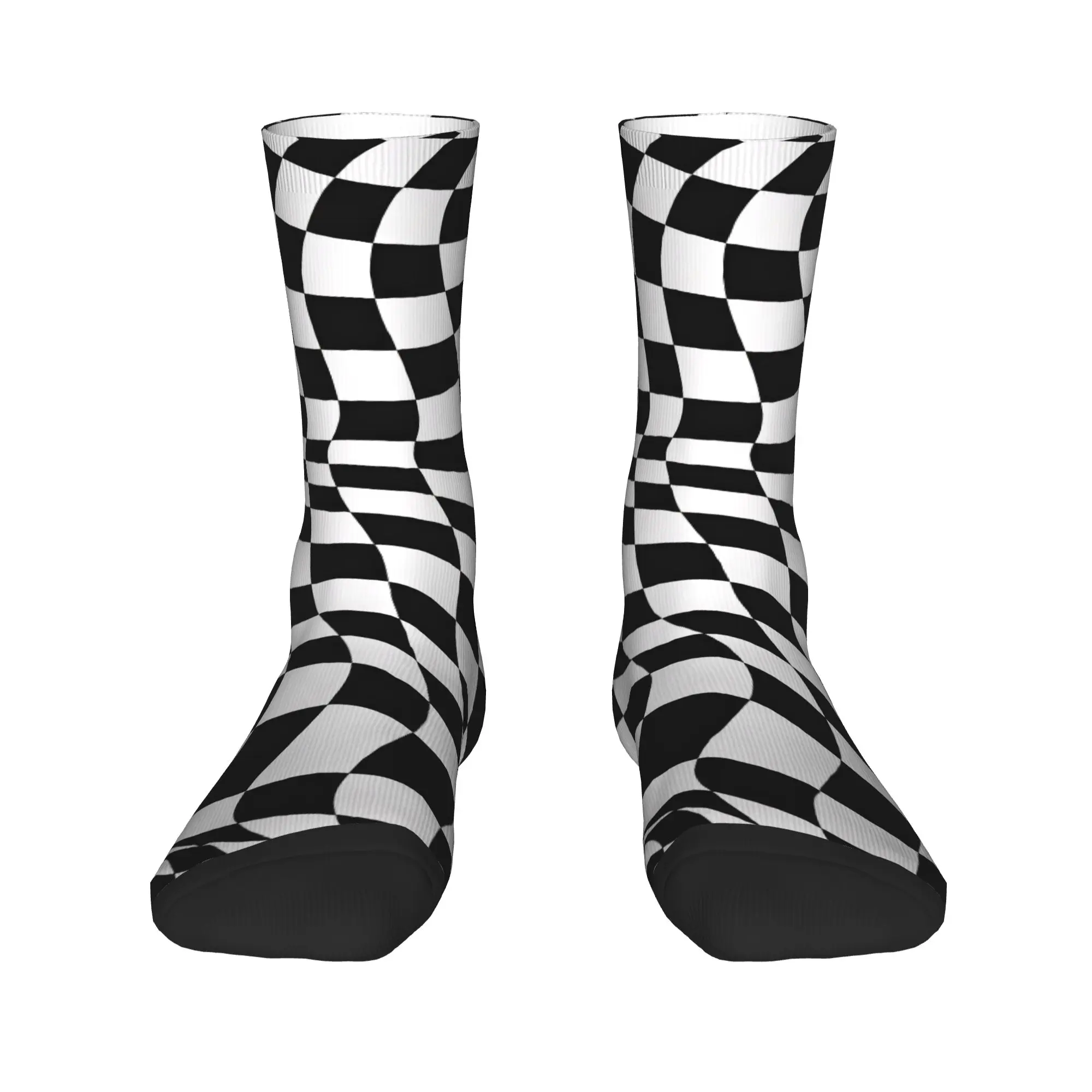 Black and white check Stockings Men  Socks Quality Korean Socks Spring Climbing Anti-Slip Printed Socks Gift