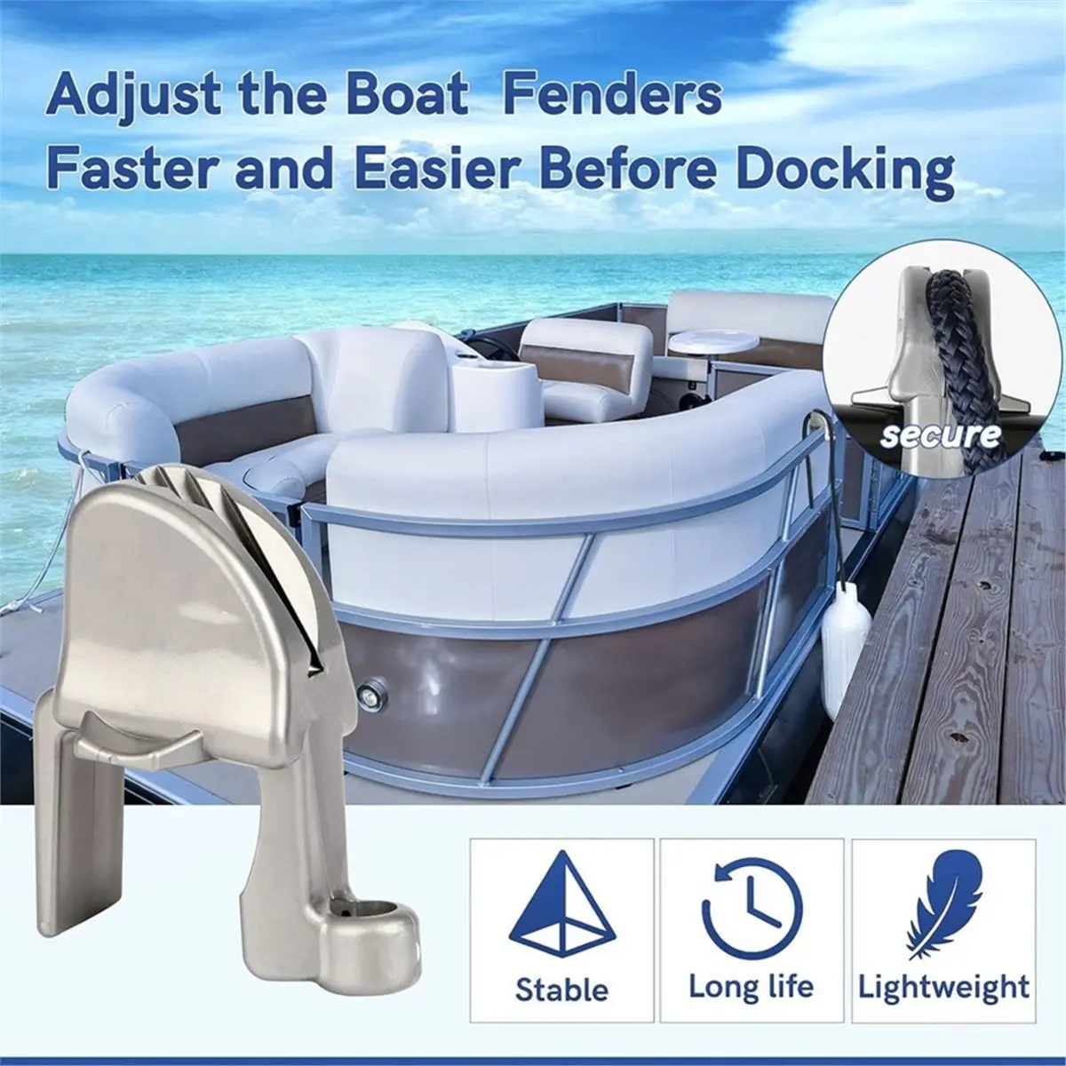 DT38 8pcs Adjustable Boat Clip, Floating Boat Square Guardrail Clip, Hook Float Rail Buckle for Buffer, Nylon Material