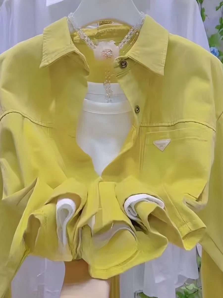 

Casual Cotton Candy Colored Short Pure Cotton Jacket Spring Autumn Small Size Versatile Loose Fit Leisure Coat Top Trendy