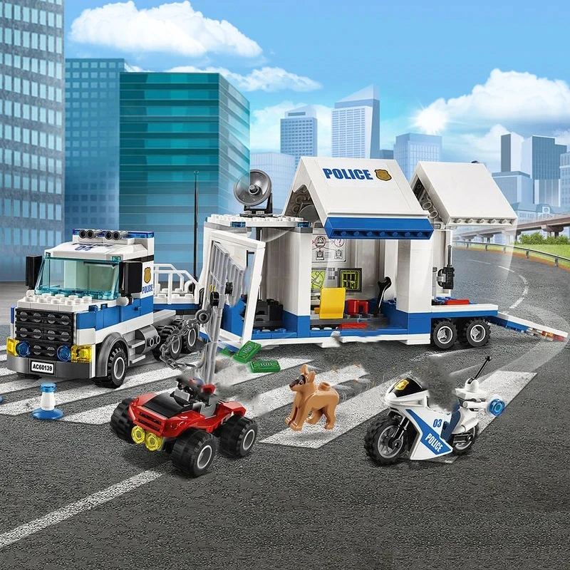 

Building block set City Series Creative building blocks Mobile Command Center police car Children's gift MOC Assembly toy