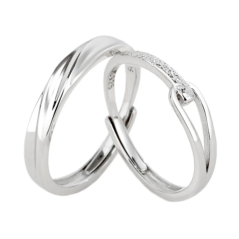 

S925 Sterling Silver Couple Rings Luxury Men and Women Wedding Rings