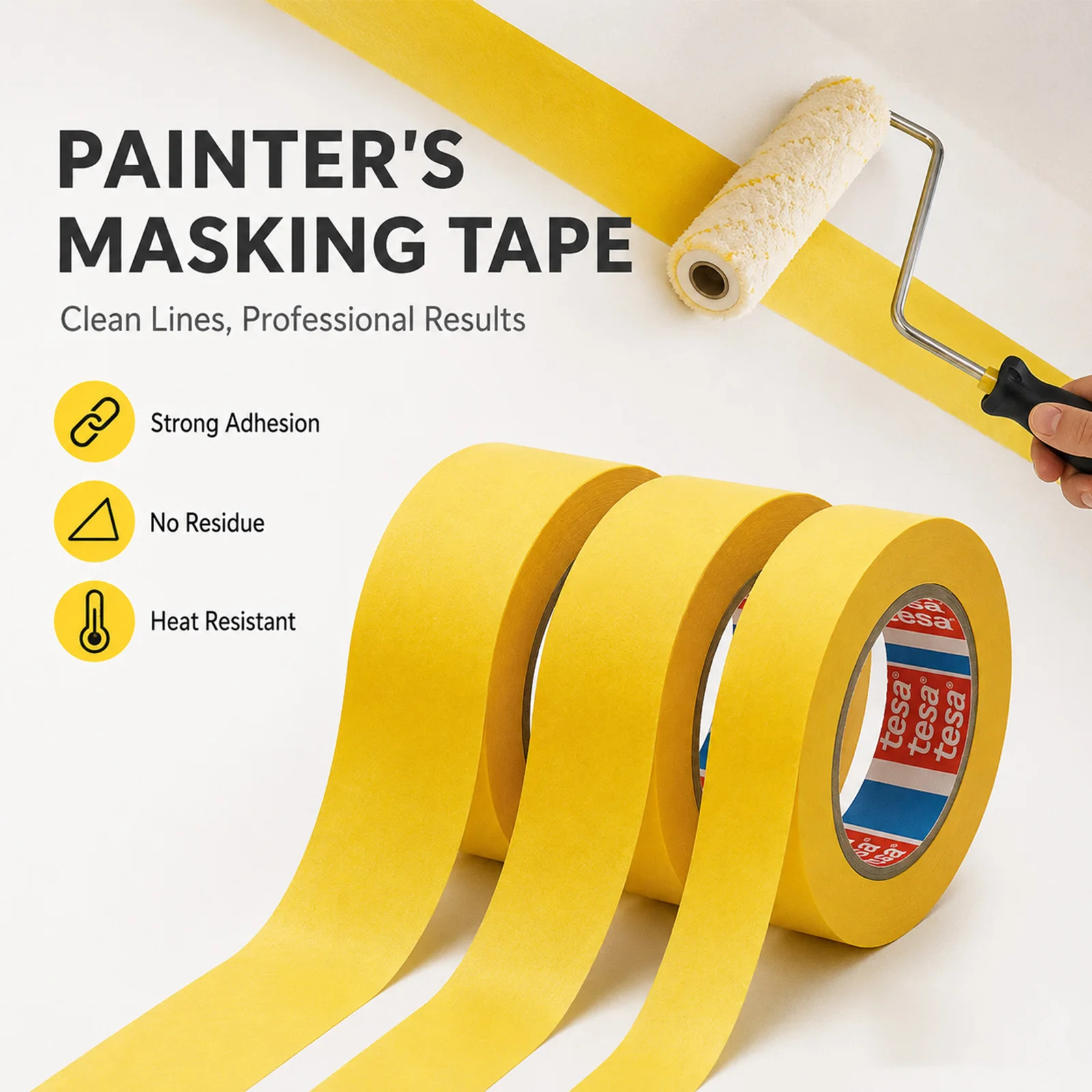 Tesa Washi Masking Tape High Temp Resistant Easy Tear No Residue for Auto Painting Art Drawing Decoration Precision Masking