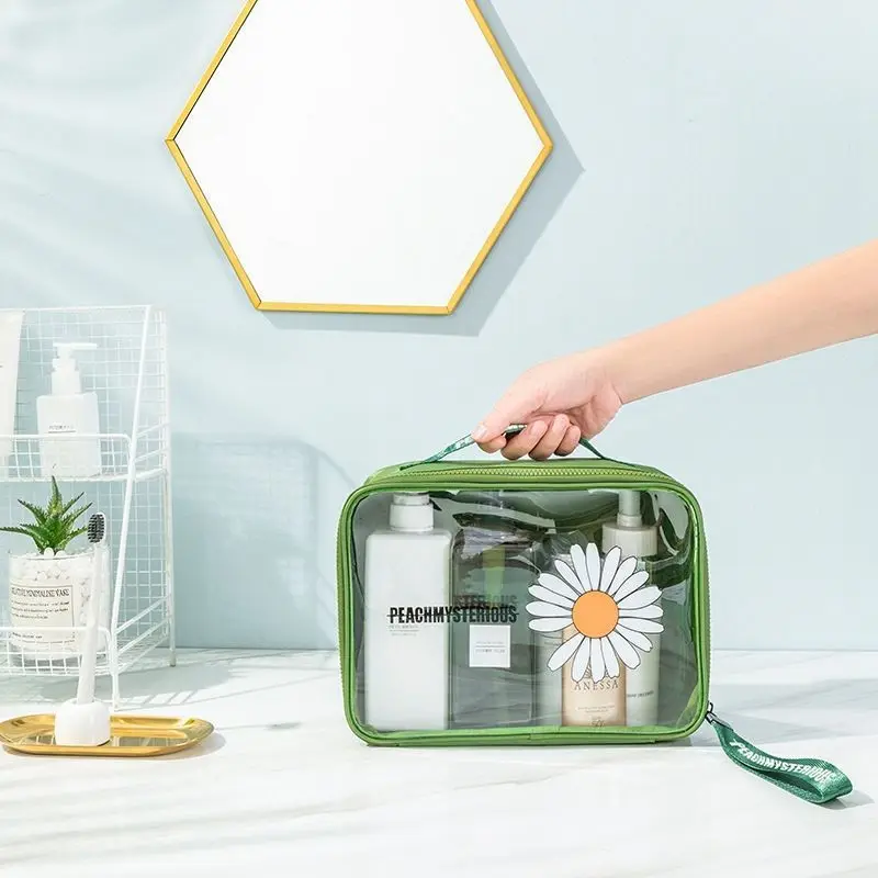 Bolsa de maquillaje portátil impermeable para mujer, organizador de artículos de tocador de alta capacidad, estuches de cosméticos de almacenamiento, bolsa de belleza de lavado con cremallera