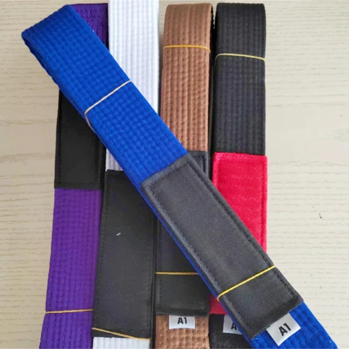 Width 4cm Brazilian Jiu-Jitsu Belts With Sleeve Bar Youth BJJ Grade Under 16 Years Old White Gray Yellow Orange Green Strip BJJ