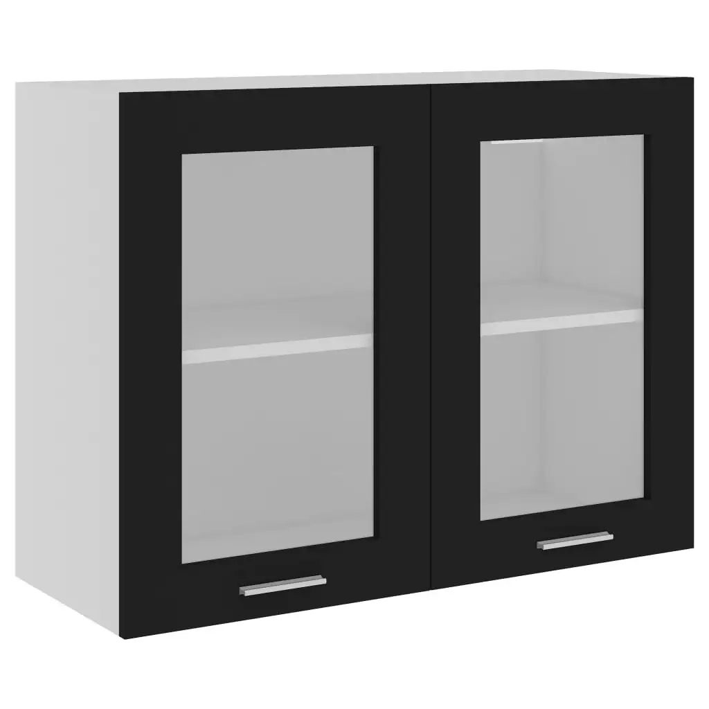 Black hanging glass cabinet 80x31x60 cm chglomerated