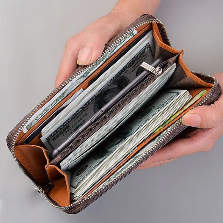 Long Zipper Wallets for Men, Large Capacity, Male Purse with Card Holder, Multi-function Wallet, Business, New, 2024