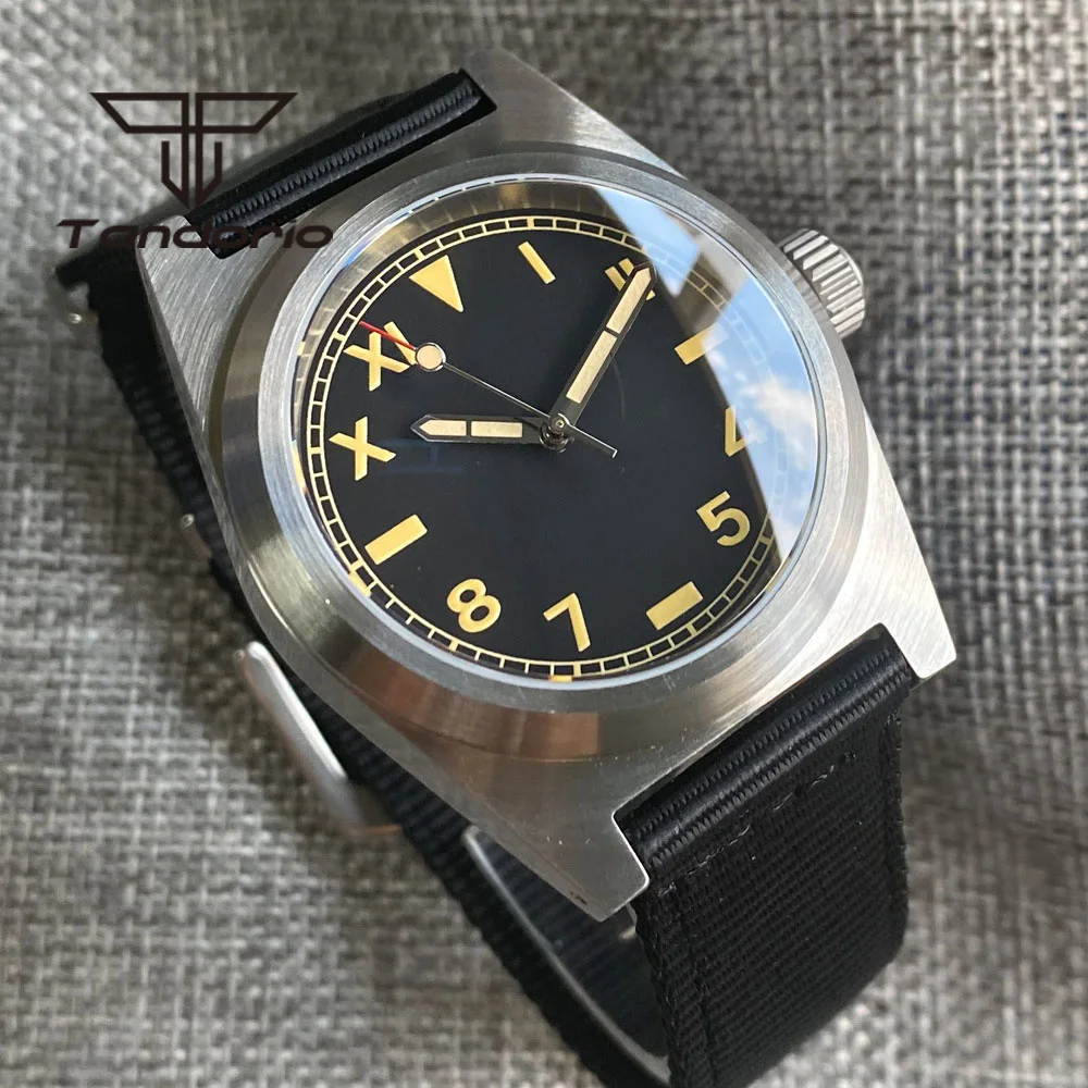 Tandorio Vintage California Dial PT5000 NH35A Sapphire Luminous 38mm 200M Mechanical Automatic Men\'s Diving Watch Nylon Strap