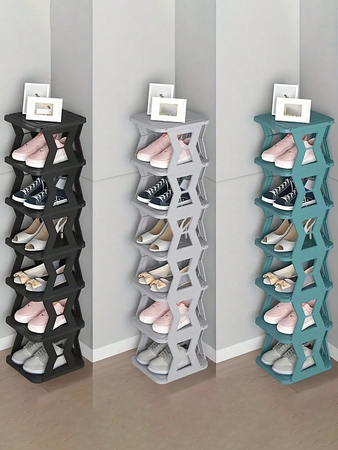 

1set Multi-Layer Diy Shoe Rack, Bathroom Shoes Storage Rack, Living Room Space-Saving Shoe Organizer , Door-Mounted Shoe Rack