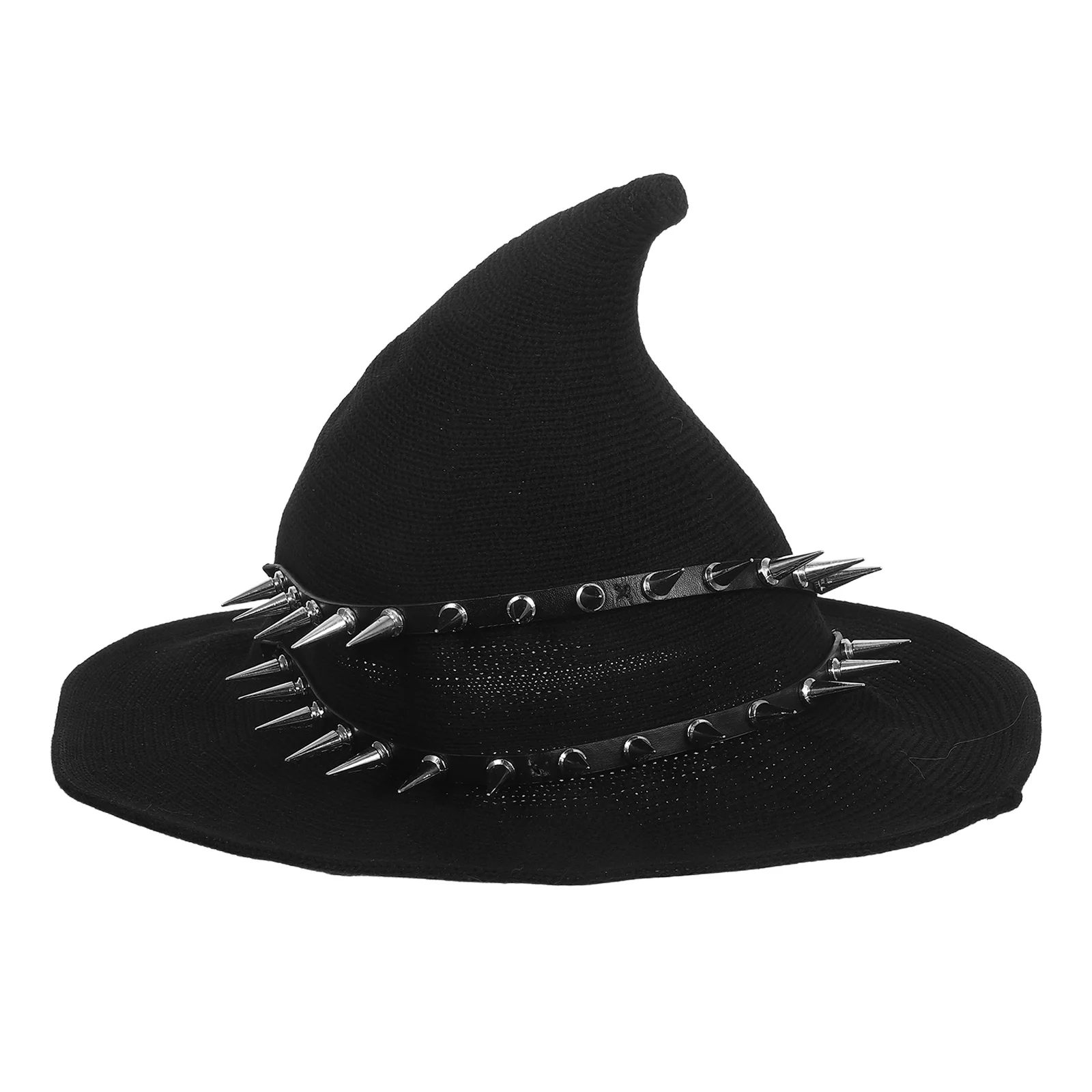

Premium Wool Steampunk Witch Hat Knitted Gothic Pointed Halloween Cosplay Costume Party Accessory Cap Wizard Hat