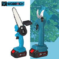 2 IN 1 Cordless Pruning Shears 6 Inch Electric Chainsaw Pruners Cutting Pruning Branch Set Garden Tools With 2x Lithium Battery
