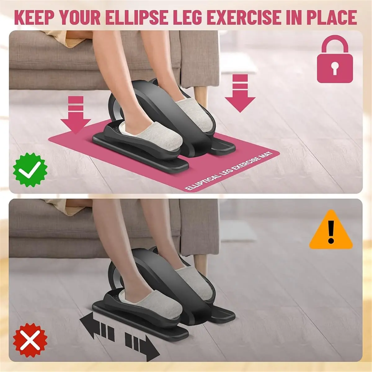 giftnew Compact Non-Slip Mat for Under Desk Ellipticals &Bikes - Ideal for Home Gyms and Small Spaces