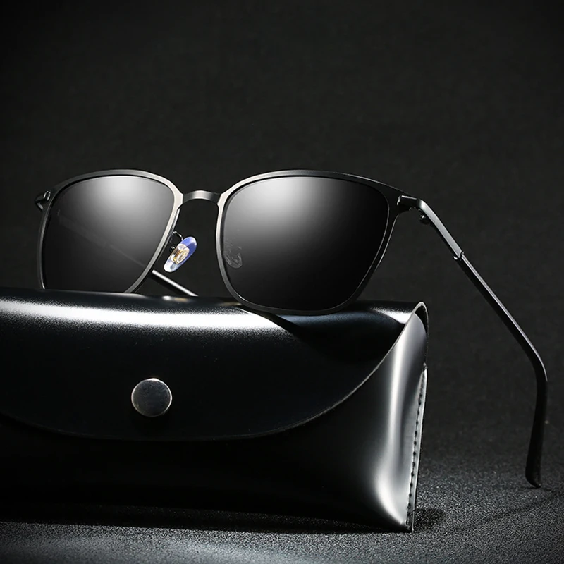 Klassische Quadratische Polarisierte Sonnenbrille Männer Luxus Metall Rechteck Sonnenbrille Männlich Vintage Nachtsicht Driving Shades UV400 – Detail 1