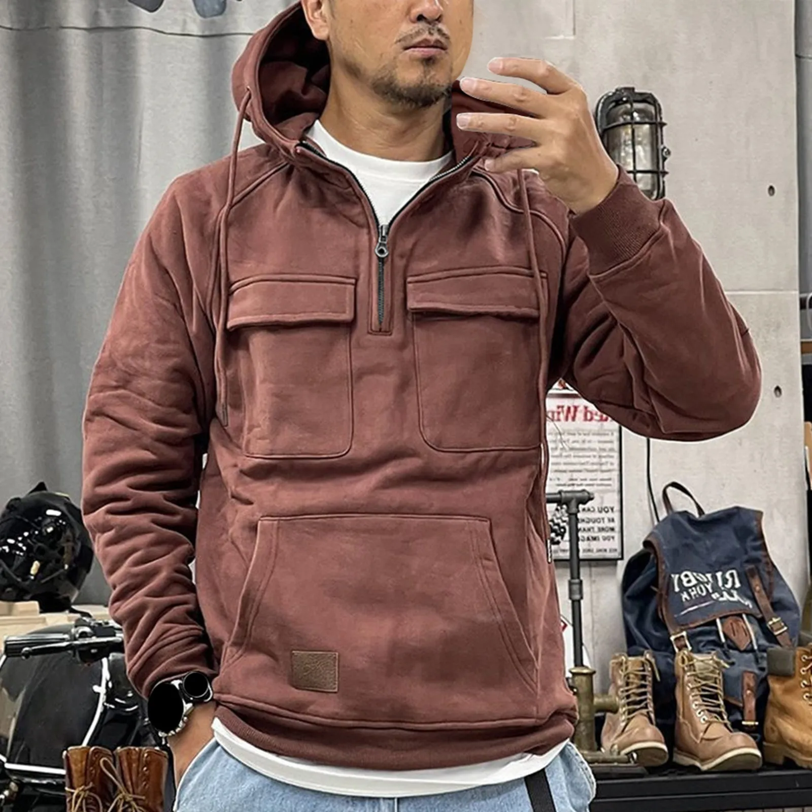 Felpa invernale da uomo Pullover felpe con cappuccio felpa con cerniera maschile felpa da allenamento allentata abbigliamento Vintage camicetta Pullover 2023