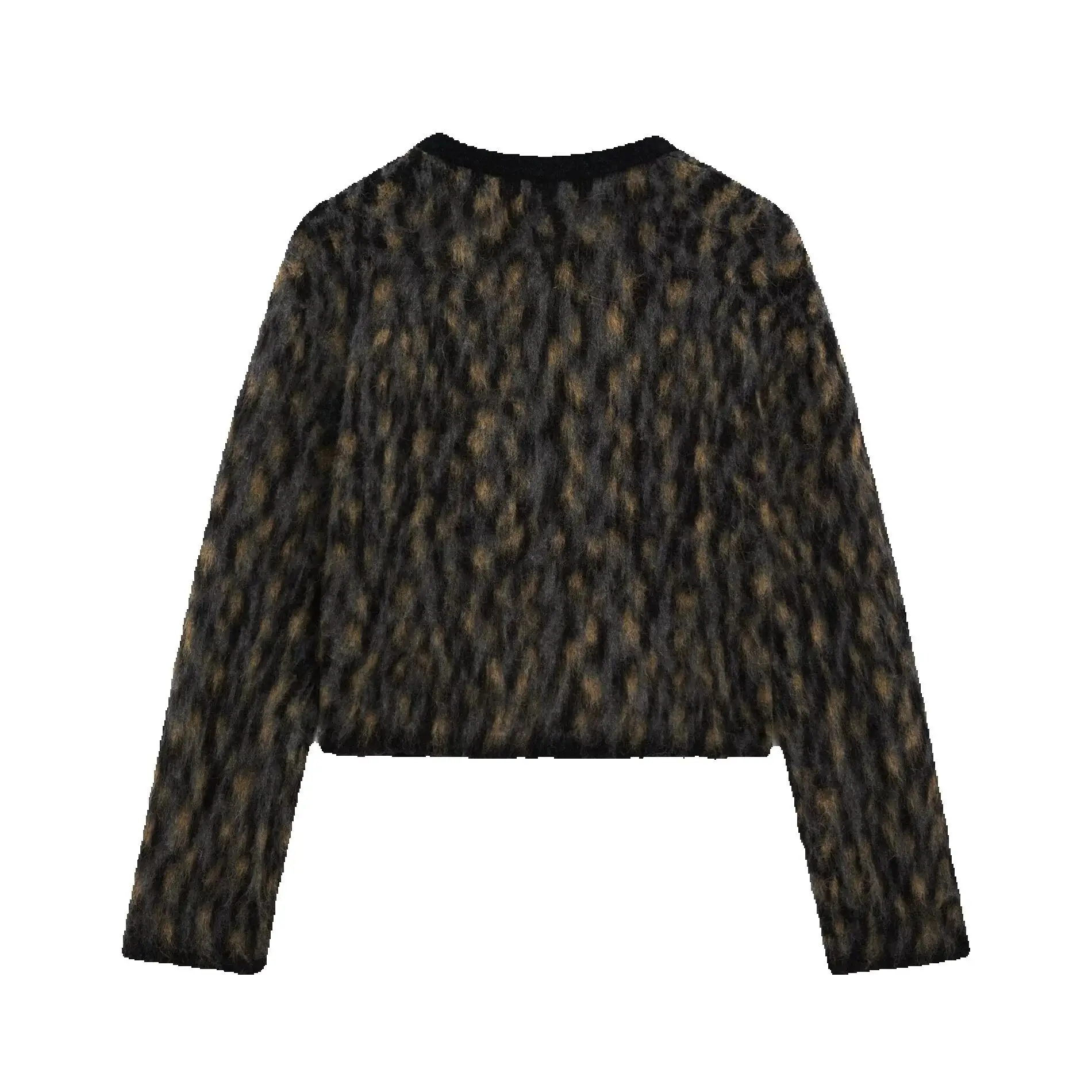 Cos Lris2024 autumn and winter new casual style leopard print round neck cardigan short jacket 05708624829