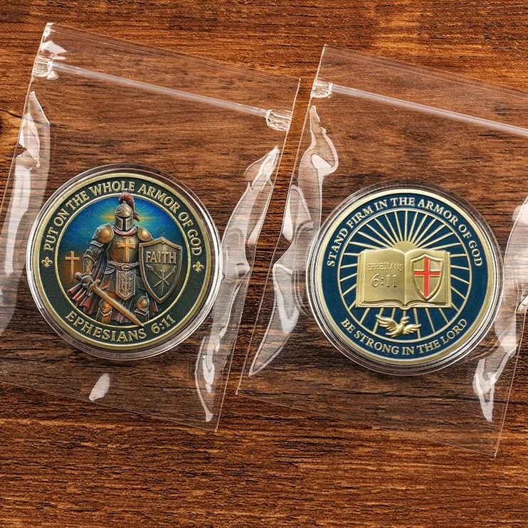Put on The Whole Armor of God Golden Plated Souvenir Coin Be Strong in The Lord Collection Coin