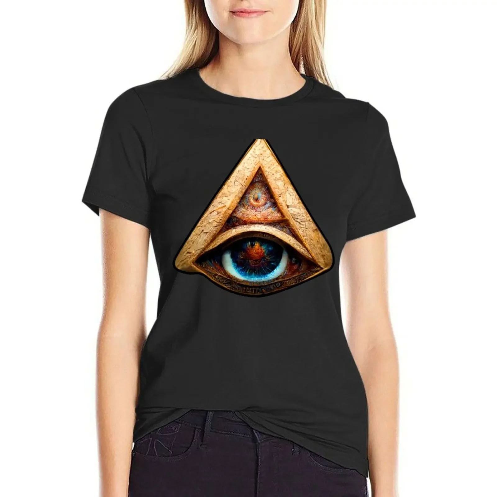 

The allseing eye 3 T-Shirt oversized Female clothing lady clothes t shirts for Women