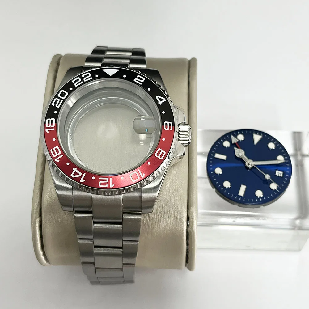 

GMT Ceramic Blue dial Bezel A140mm case Stainless Steel bracelet Sapphire Glass waterproof diving accessories NH35 NH34 NH36