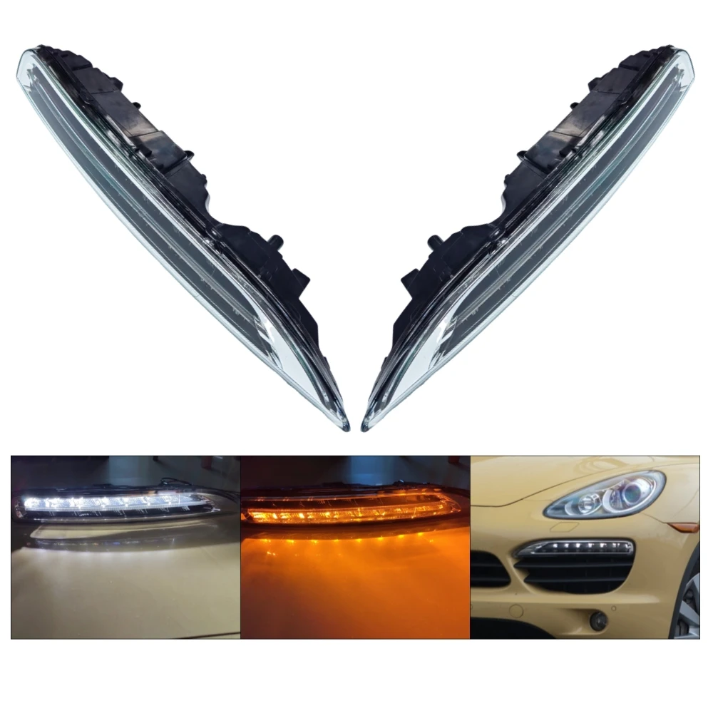

Светодиодный дневной свет, указатель поворота, фара для Porsche Cayenne 2011-2014 DRL, дневные ходовые огни, аксессуары, запчасти