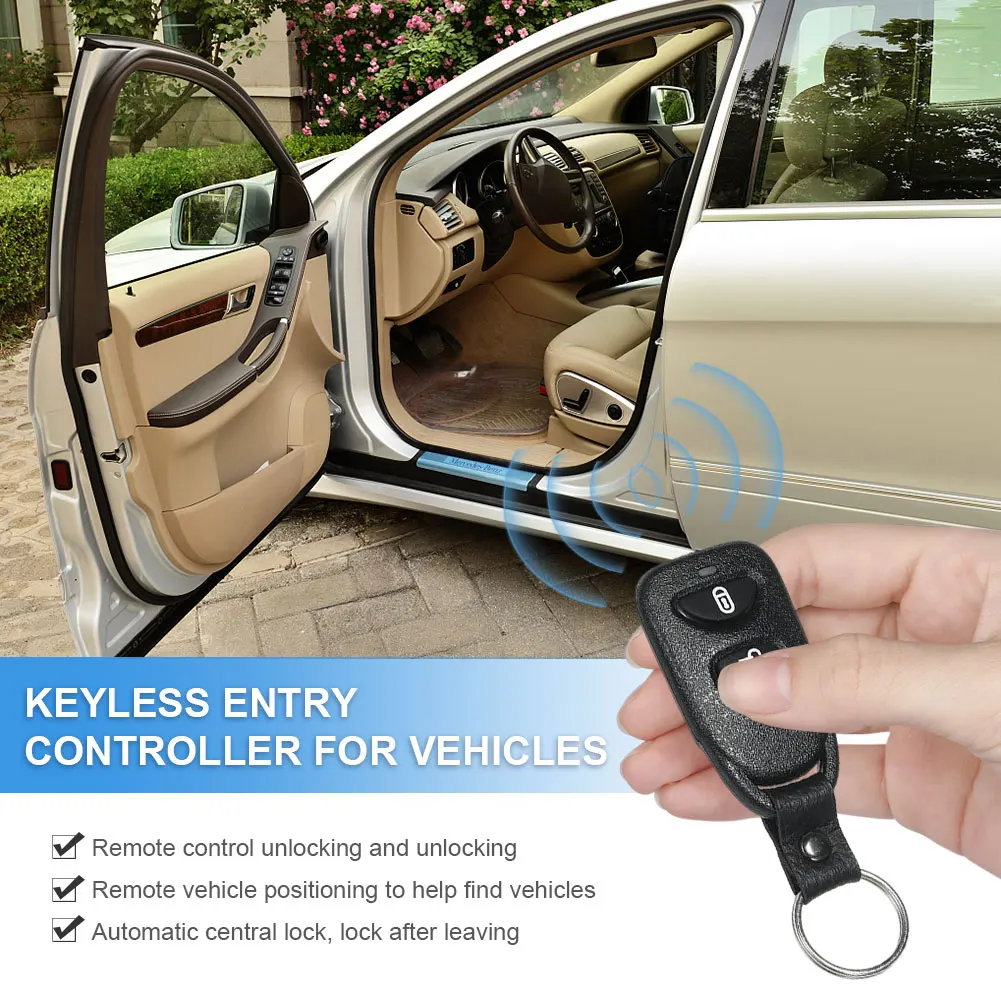 12V Vehicle Keyless Entry System with 2 Remote Control Vehicle Door Lock Anti-Theft System Portable Auto Remote Central Kit