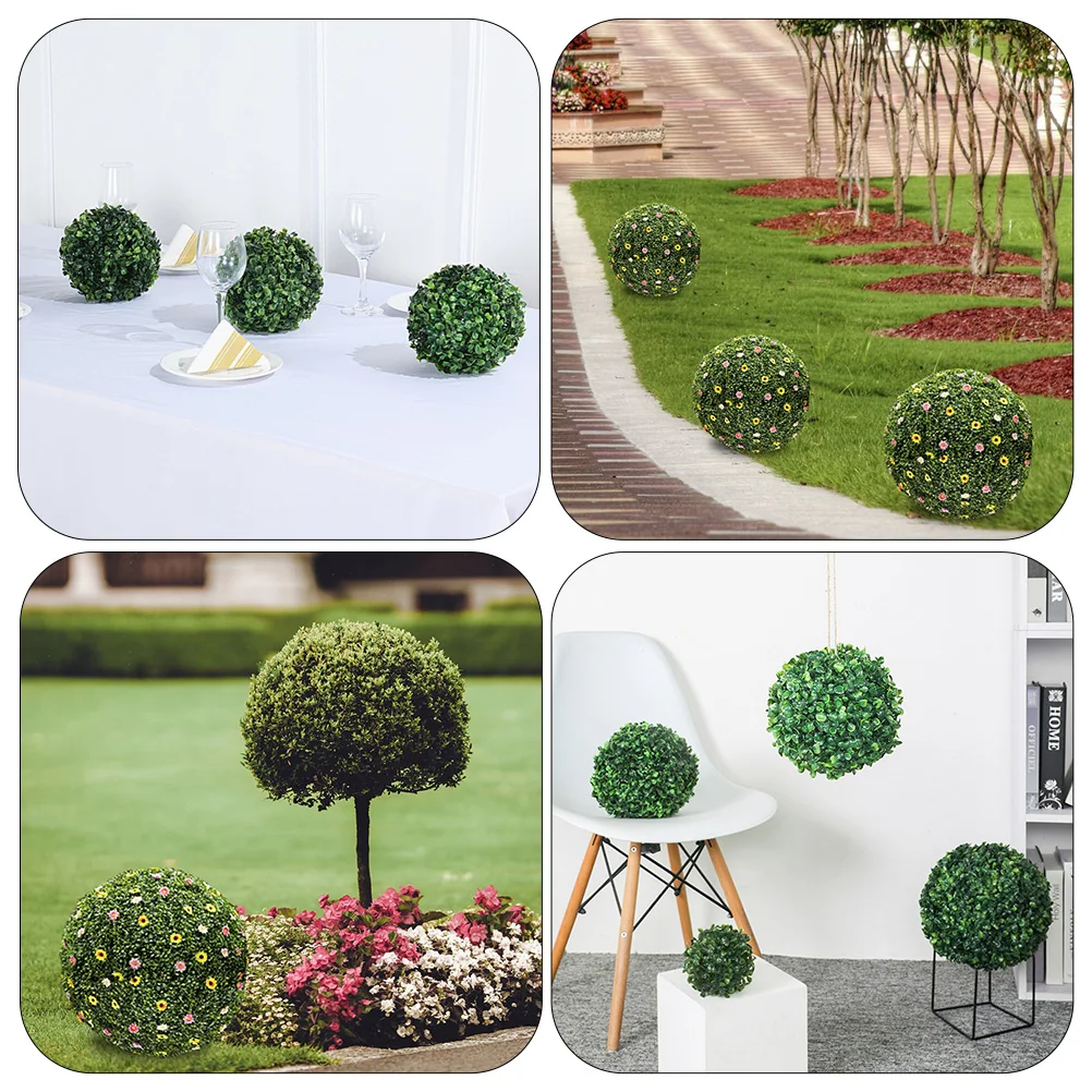 2Pcs 플라스틱 잔디 공 랙 프리미엄 꽃꽂이 프레임 웨딩 파티 정원 장식 인공 식물 토피어리 공