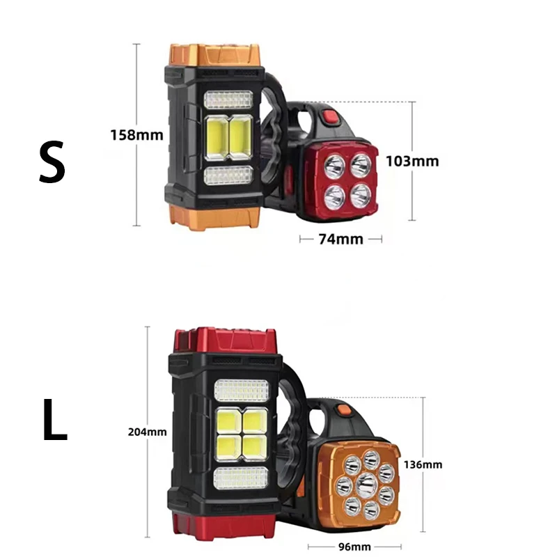 Lampe de poche LED solaire injuste portable, lampes de travail COB, USB aste, déterminer 4 modes d\'éclairage, torche solaire extérieure