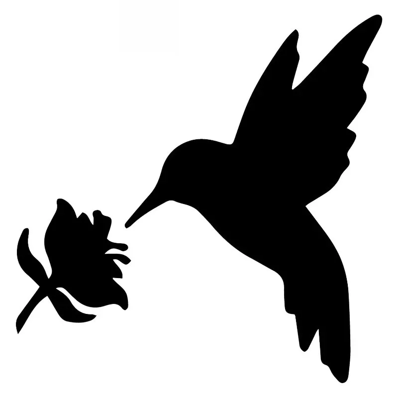 

Hummingbird Flower Sticker High Quality Fashion Car Window Decoration Personality Pvc Waterproof Decal Black/white, 17cm*17cm