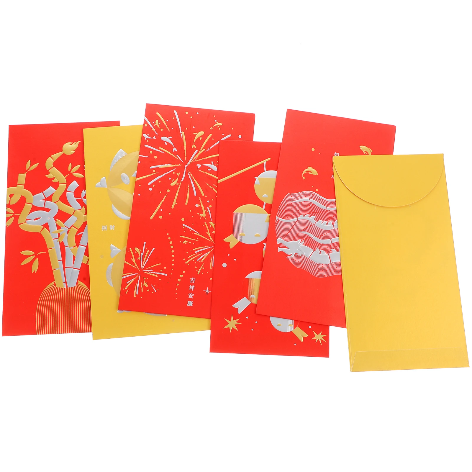 

6pcs Red Envelope Bags Paper Lucky Money Packets Chinese New Year Hongbao 2024 Dragon Year Gift for Family Friends Traditional
