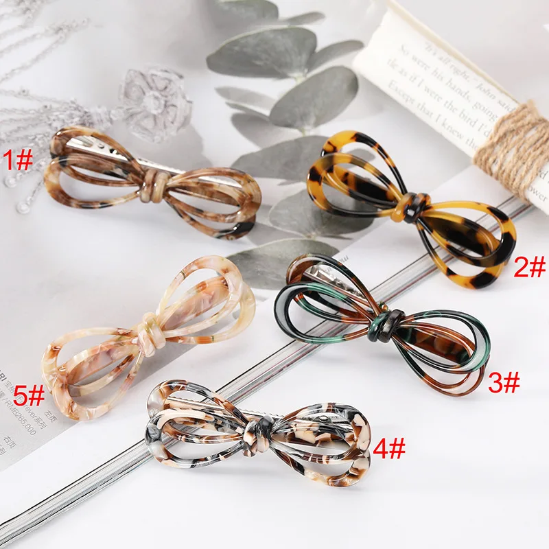 

French Simple Bow Ponytail Bangs Clip Hairpins Acetate Board Temperament Fashion Side Hair Clip Design Hair Accessories
