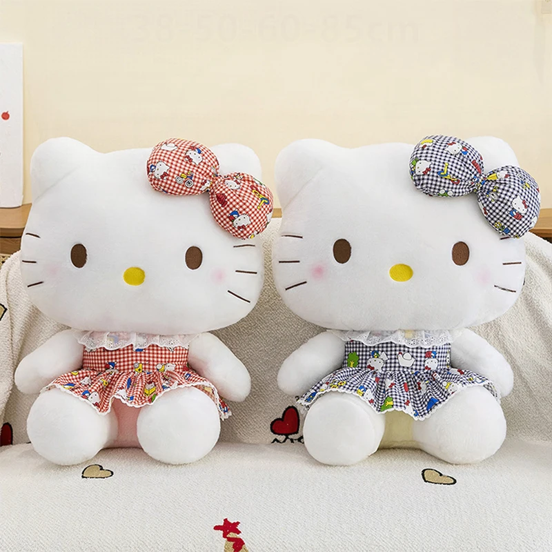 

60 см Kawaii Hello Kitty плюшевая игрушка Sanrio мягкая кукла с бантом милый кот большая подушка для детей подарок на день рождения и Рождество мягкое животное