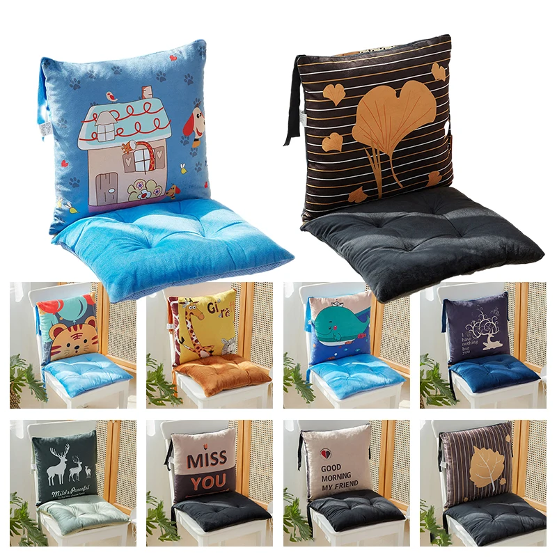 Chair Cushion Cute Cartoon Connected Seat Cushion Waist Protection Backrest Integrated Office Rocking Thickened Chair Cushion