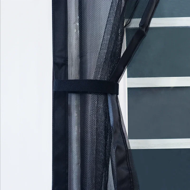 Magnetic Door Screen Mosquito Net Side open black Custom Size Curtain Fly Anti-mosquito Mesh Summer Indoor