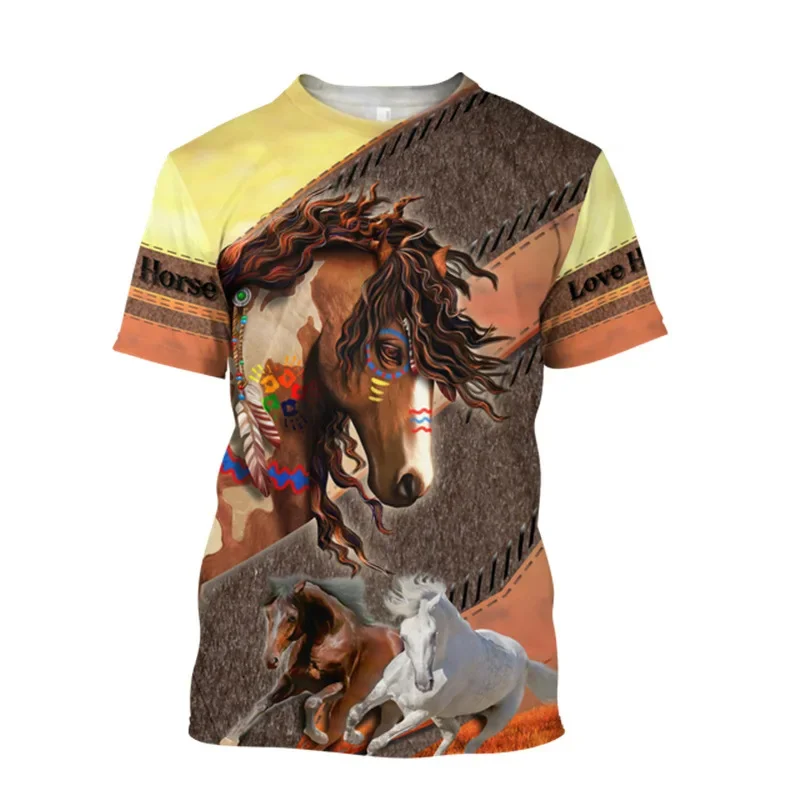 3D Printing Horse Shirt Unisex Fashion Women\'s Tee Shirt Large Loose O-Neck T-Shirt Casual Short Sleeve T Shirt Horse Clothes