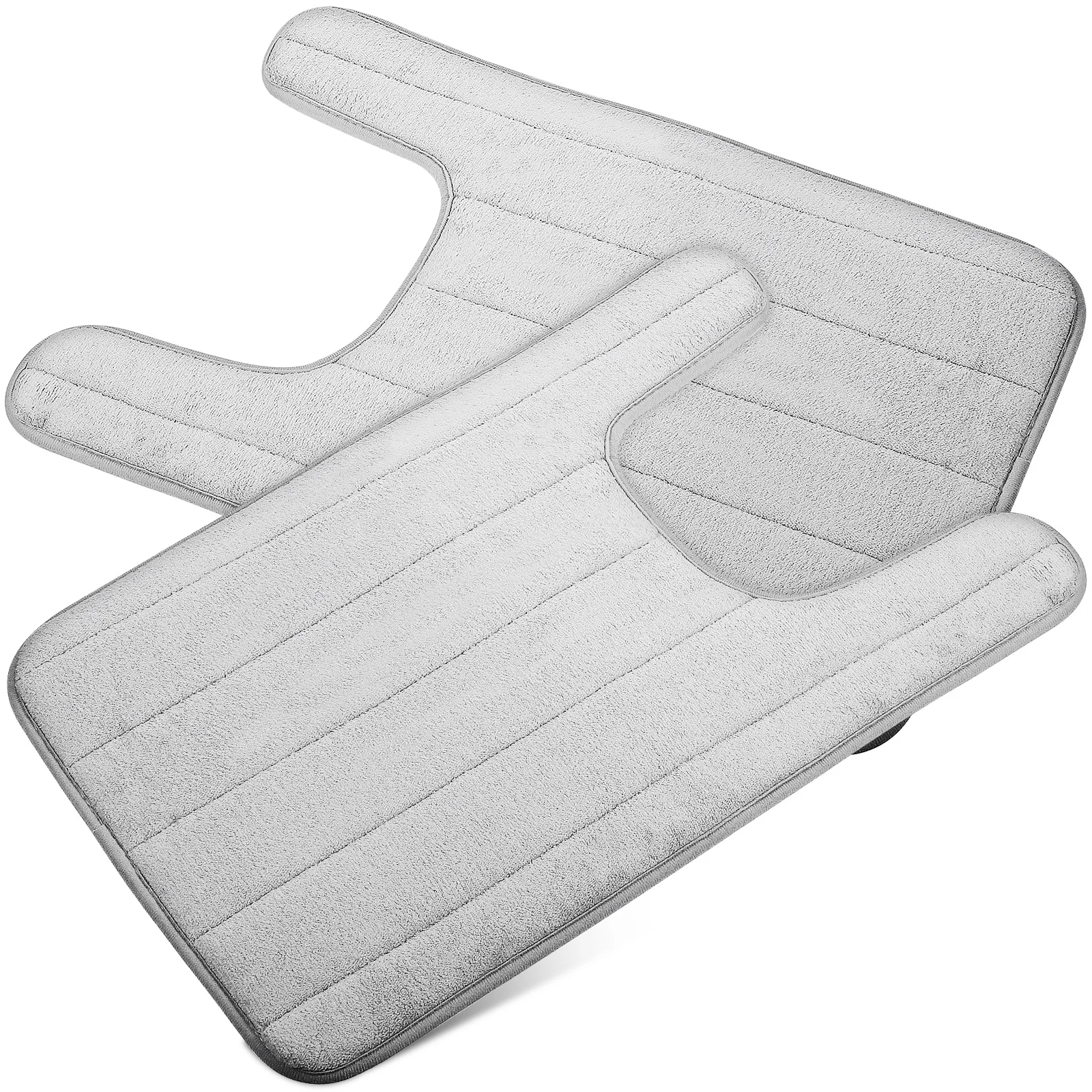

2pcs U-Shaped Anti-Skid Floor Mat Absorbent Bathroom Anti-Skid Toilet Mat Rug Floor Cushion For Bath Shower