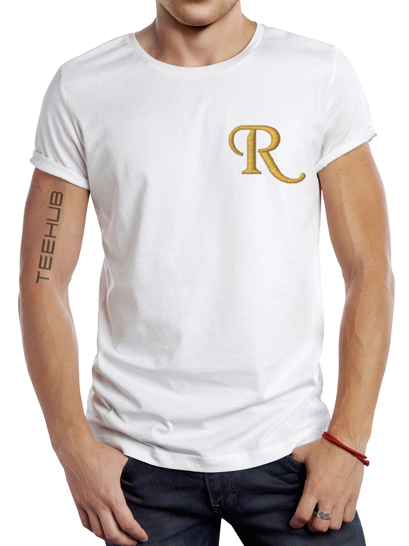 

FPACE Fashion Vintage Art Gold Letter R Printed T-Shirt Men's Short Sleeve Pocket R T-Shirt Casual Oversize Women Tops