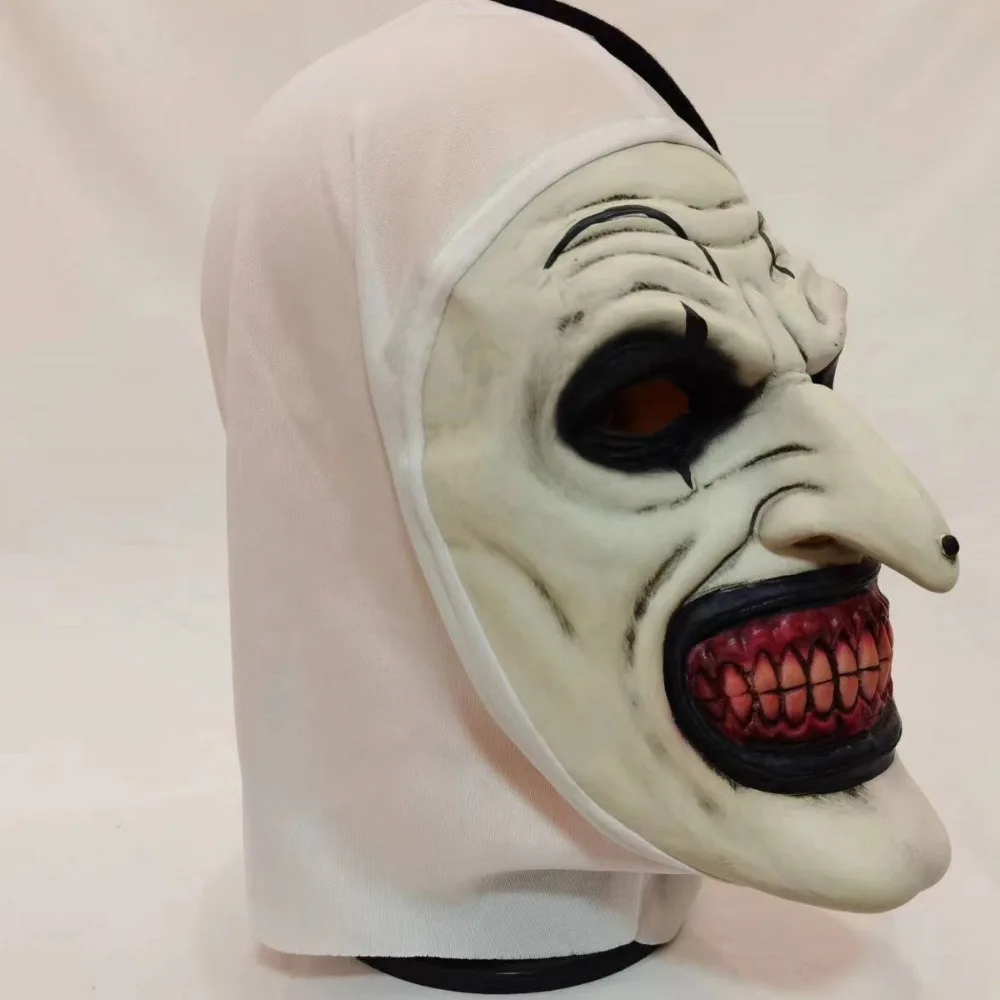 Hochwertige Latex-Gruselmaske für Cosplay, realistische Unisex-Halloween-Clown-Maske, blutige Requisiten für Geisterhäuser – Detail 6