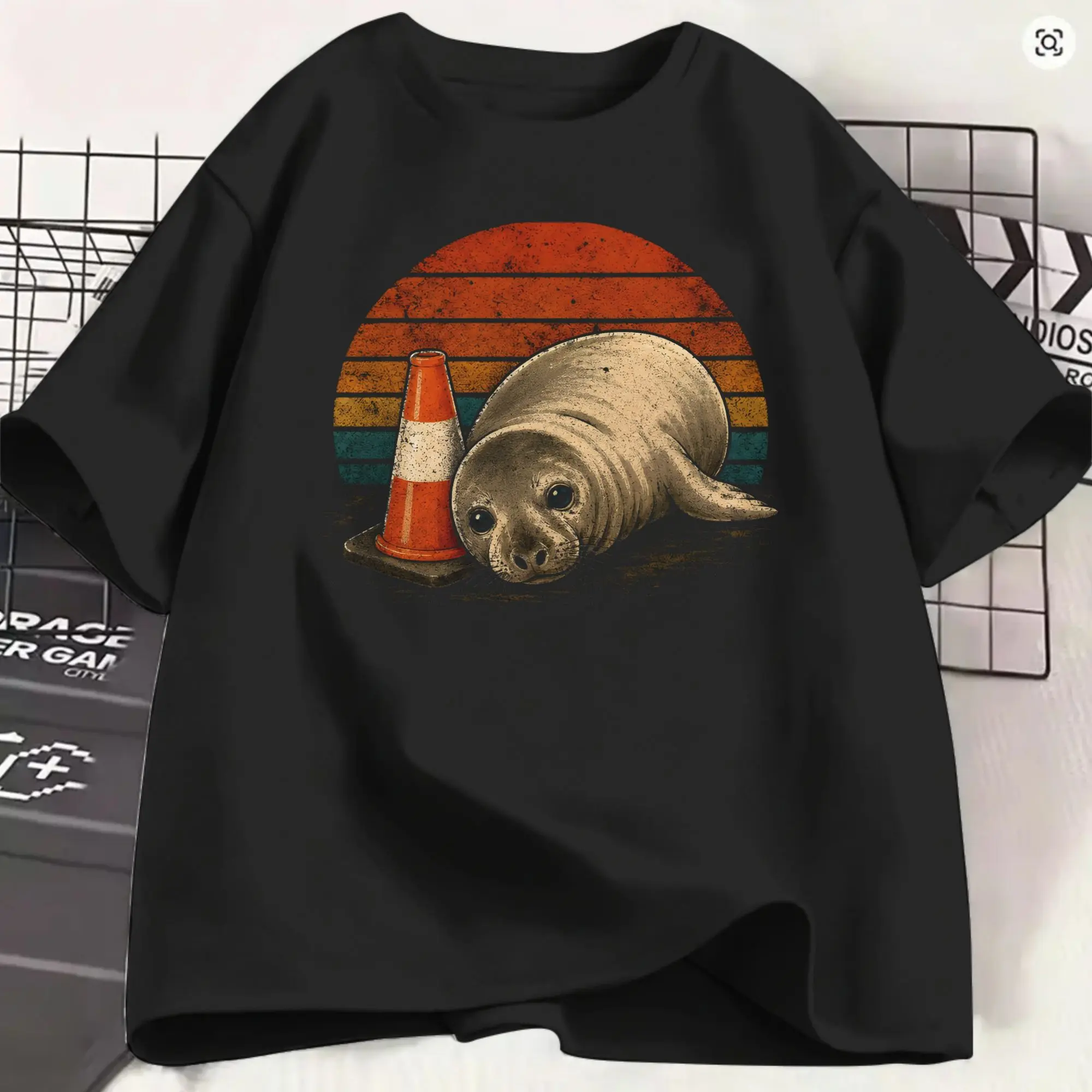 Neil the Seal  T Shirts Men's  Pure Cotton Fashion T-Shirts Round Collar  Tee Shirt Short Sleeve Tops Plus Size