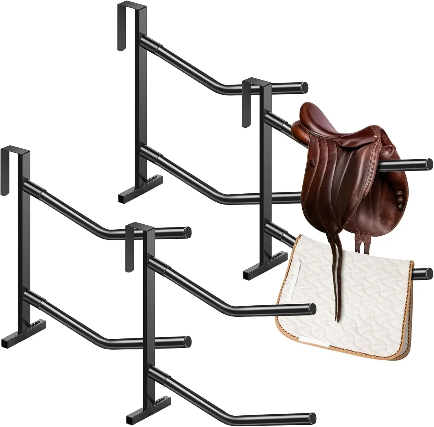 

4-х шт. портативная двойная вешалка для седла, съемная сверхмощная стойка для седла, органайзер с крючком для английских западных седлов, лошадей